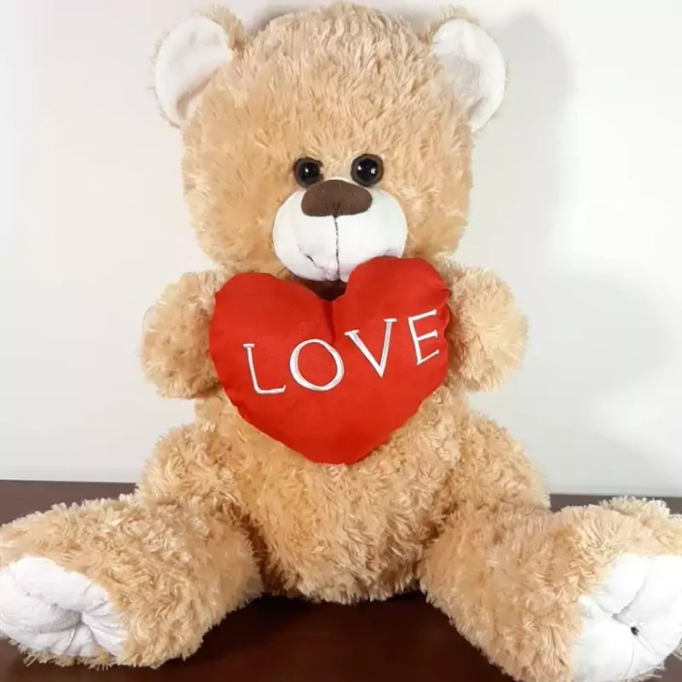 عروسک تدی خرسه بسیار زیبا و با کیفیت از برند teddybear قلب مخملی بزرگ دستشه ، جنس خزش ابریشمی.