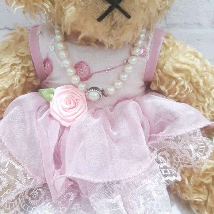 عروسک خرس لباس صورتی خارجی