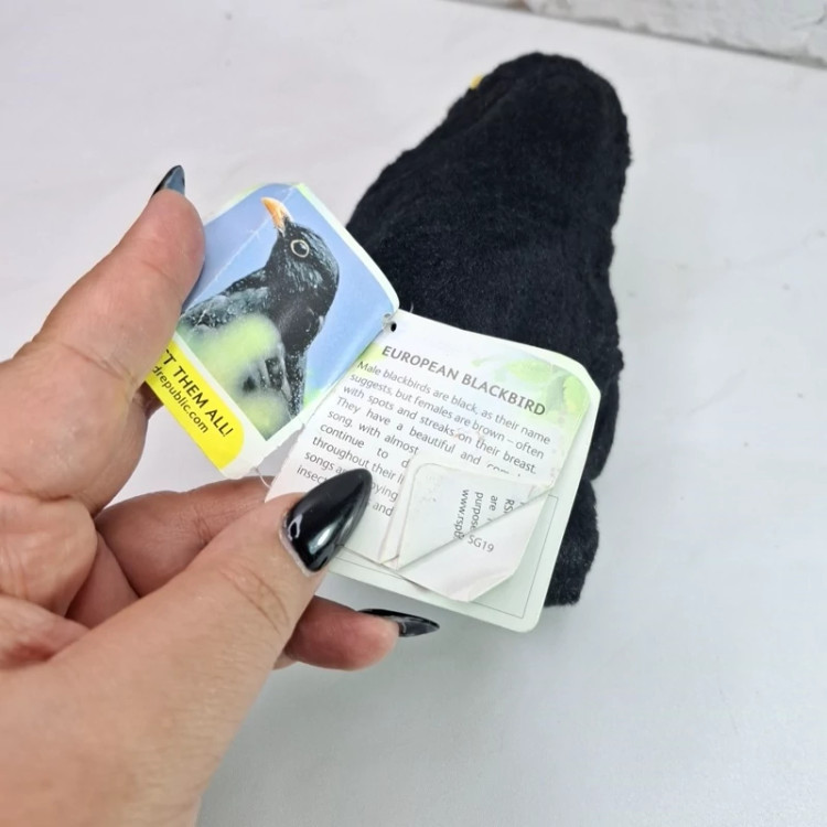 عروسک پرنده سیاه موزیکال تگ دار