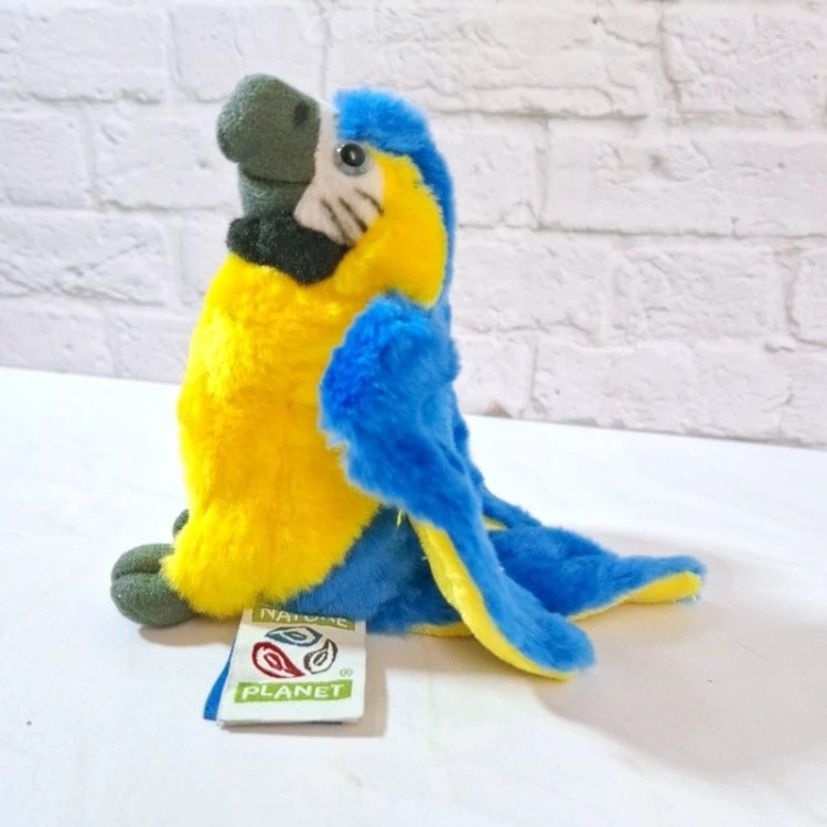 عروسک طوطی آبی زرد خارجی